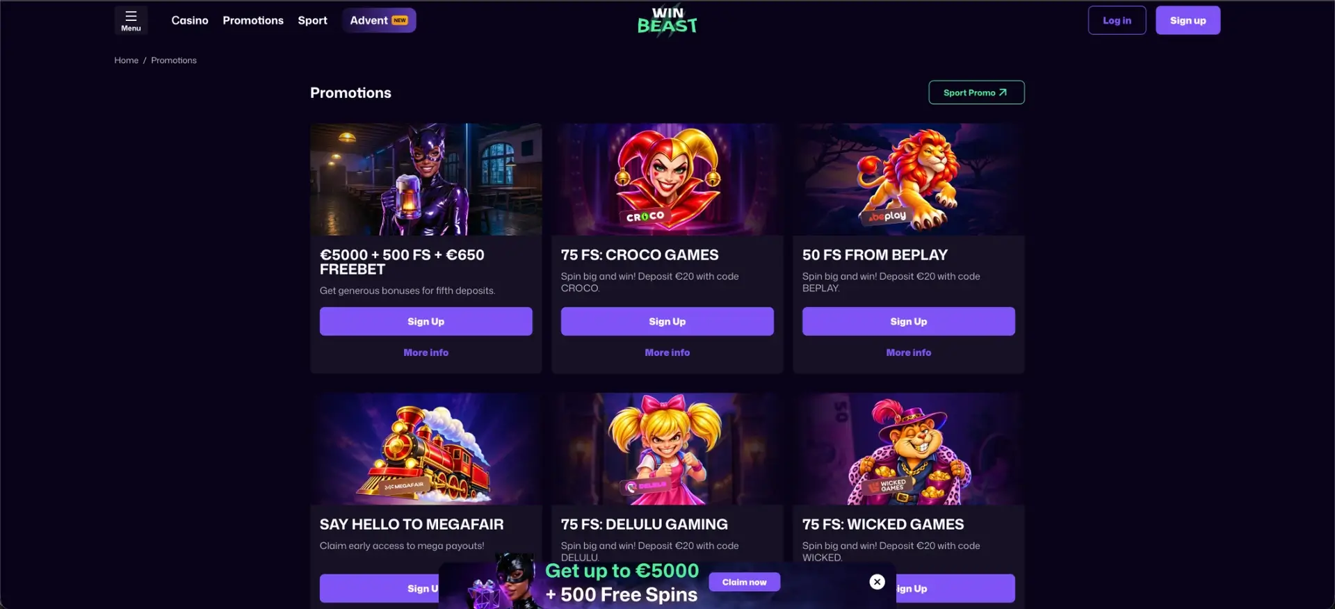 WinBeast casino promotions and welcome offers
